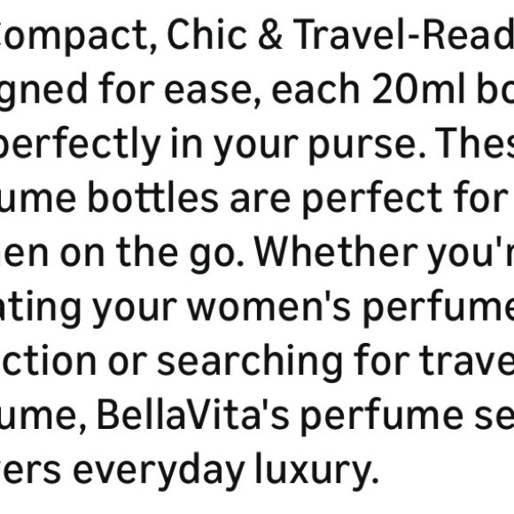 Bella Vita Luxury Perfume Collection-  Senorita, Rose, Date and Glam. 20ml each - Picture 6 of 6